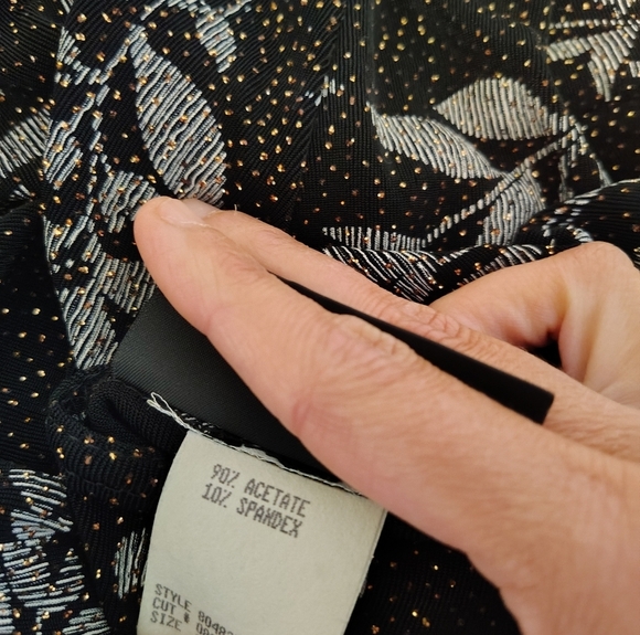 Vtg JKLA Dark Floral Slinky Stretch Top 2X Sparkle Party Blouse Whimsigoth Y2K - Picture 8 of 8